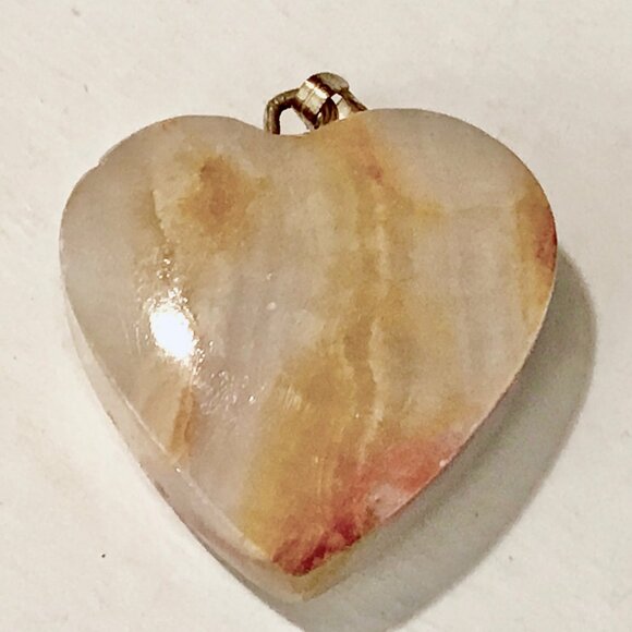 Jewelry - Vintage Agate Heart Pendant, Earthtones